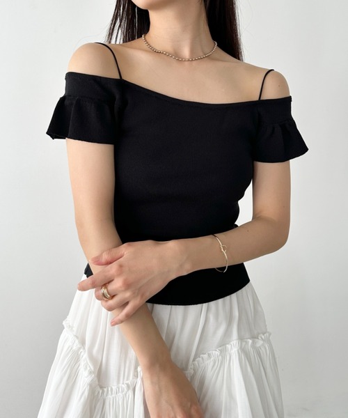 CLEA tシャツ フレアスリーブオフショルダー半袖トップス レディース 
