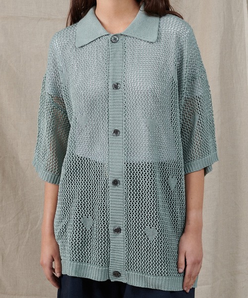 ONCILY（オンシェリー） シャツ HEART JACQUARD MESH SHIRT / ハート
