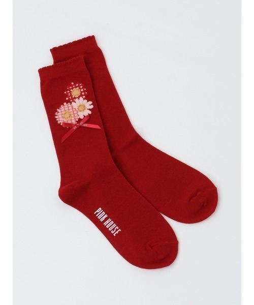 PINK HOUSE（ピンクハウス） 靴下 ひな菊コサージュ柄ソックス