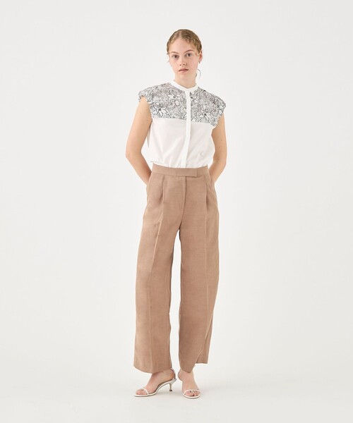 TOMORROWLAND collection パンツ コンパクトリネン タックワイドパンツ