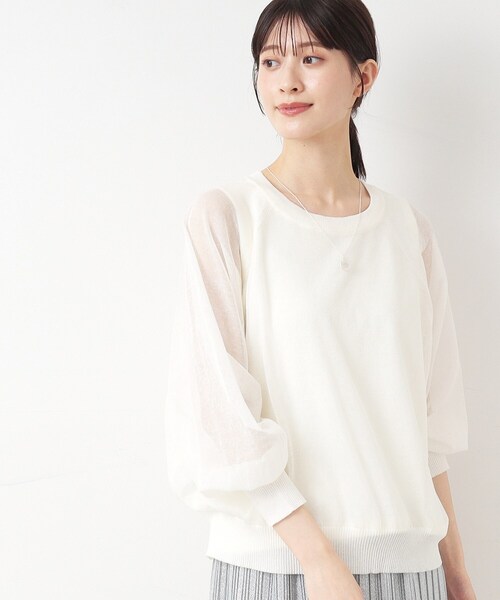 ニット セーター シースルーデザインニット レディース Dessin ニット セーター 「洗える」シースルーニット（XS〜L