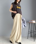 ワイドパンツ スラックス パンツ さらっと美脚...の詳細画像4