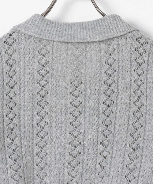 Heather（ヘザー） カーディガン 透かし編みポロカーディガン 145366