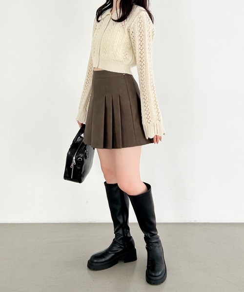 Heather（ヘザー） カーディガン 透かし編みポロカーディガン 145366