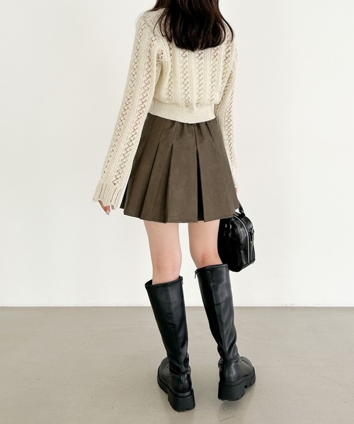 Heather（ヘザー） カーディガン 透かし編みポロカーディガン 145366