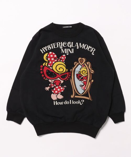 HYSTERIC MINI トレーナー 130cm ブラック HYSTERIC MINI トレーナー MIRROR OH 裏毛 BIGトレーナー キッズ