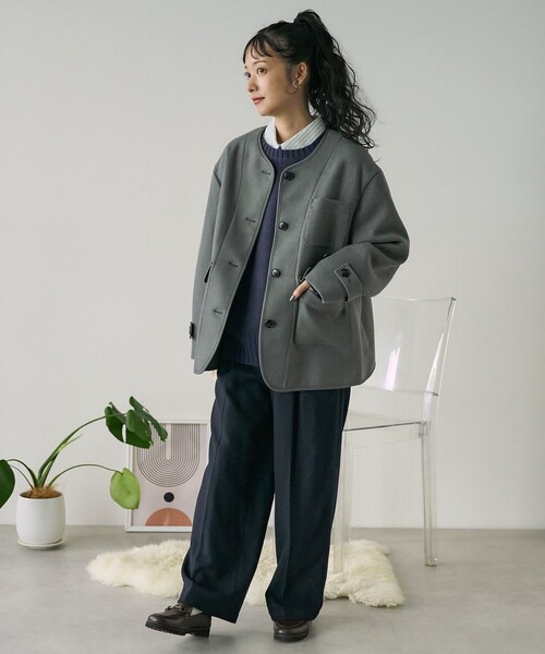 FREAK'S STORE ノーカラーコート コート ノーカラー