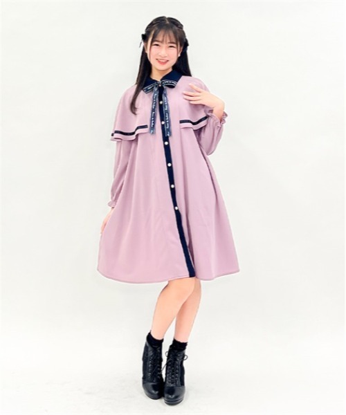 アクシーズファム　キッズ　ワンピース　チュニック　140 半袖　長袖 axes femme ワンピース チェック柄セーラー肩開きワンピース