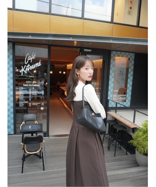 ハーリップトゥー Bicolor Draped Dress ワンピース モカ