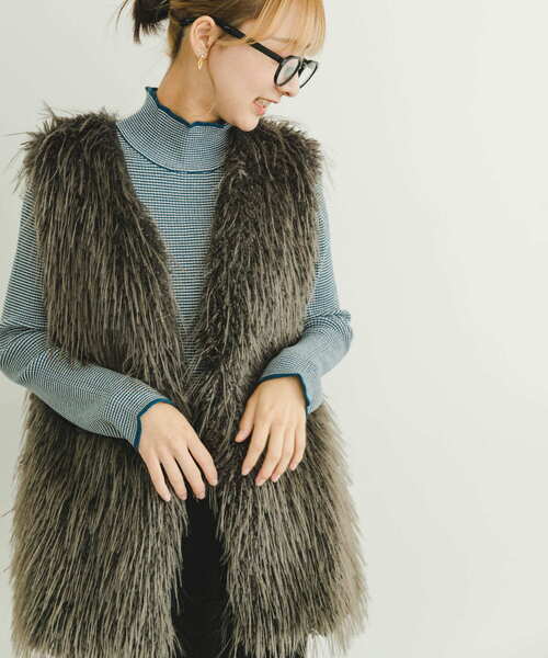 BEAUTY&YOUTH フェイクファー ベスト ITEMS URBANRESEARCH ベスト ジレ フェイクファーベスト