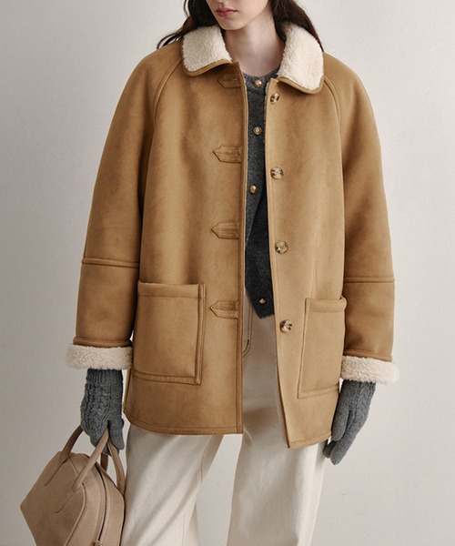 【名作】John galiano ボアカラームートンジャケット ムートンコート ボアコート ボアカラー ムートンジャケット FD24W239