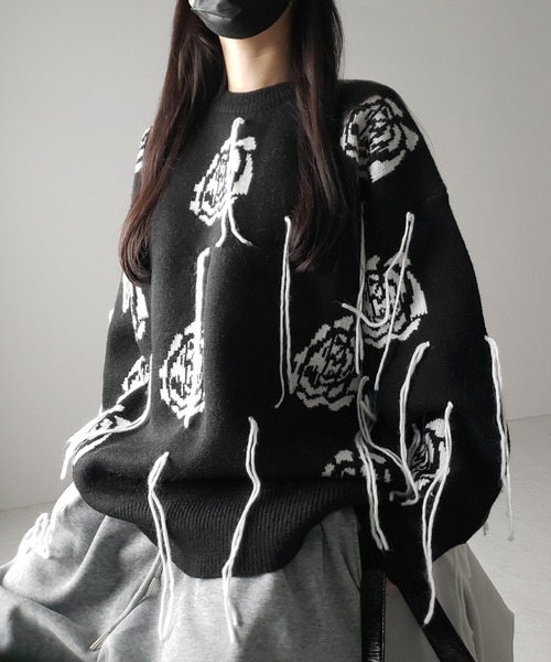 me+em select（ミームセレクト） ニット セーター 「 3color 」バラ