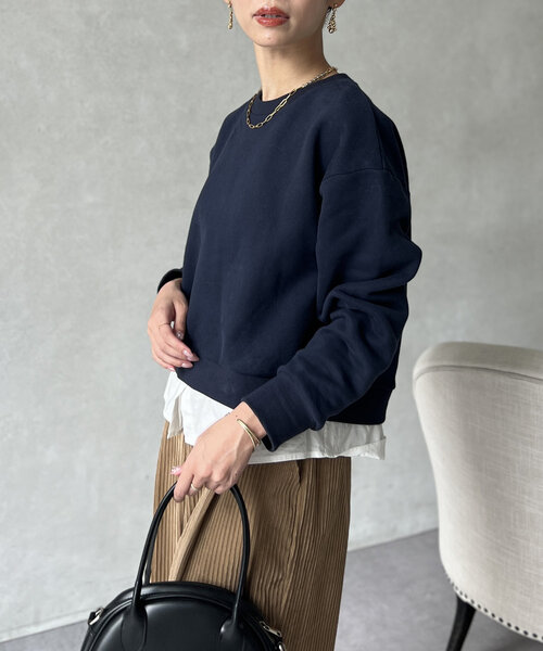 Chez toi トレーナー スウェット レイヤード裏起毛プルオーバー