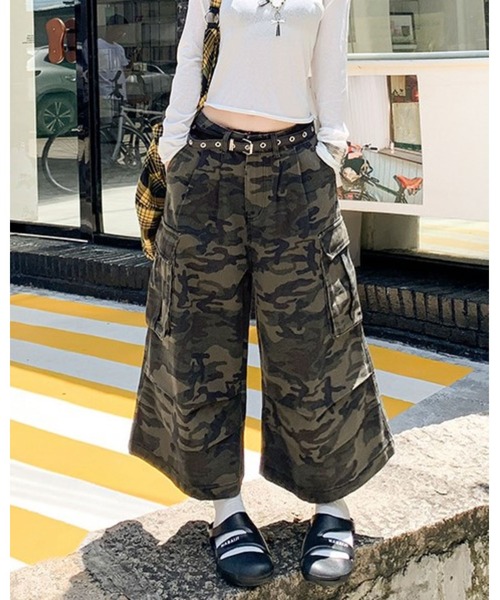 FUNdaysion カーゴパンツ 迷彩柄ルーズストリートカーゴパンツ