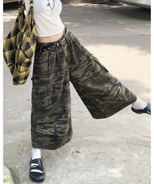 【⭐️さん専用】ロング迷彩柄パンツ★年中活躍！ゆったりお洒落アウトドア女子必見 カーゴパンツ カモフラージュ柄 おしゃれ ストリート ロング