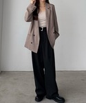 パンツ べルト付きハイウエストツイルパンツ レ...の詳細画像1