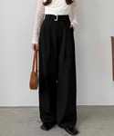 パンツ べルト付きハイウエストツイルパンツ レ...の詳細画像5