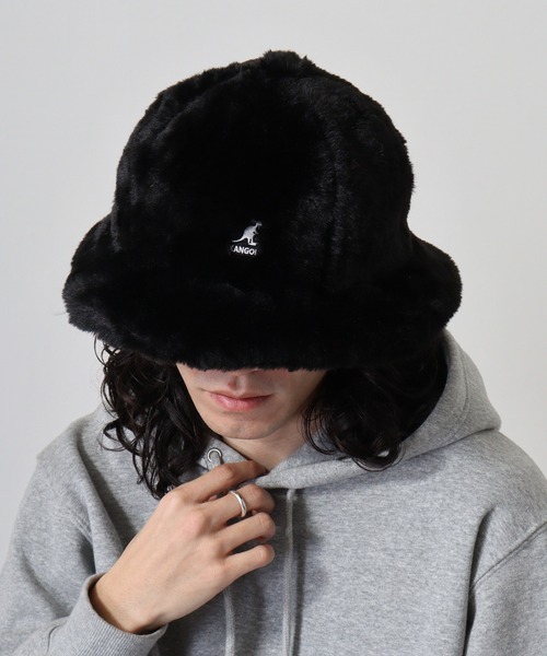 L 美品 KANGOL カンゴール フェイクファーハット ボアハット ブラック KANGOL（カンゴール） 帽子 ハット KANGOL FAUX FUR CASUAL メンズ