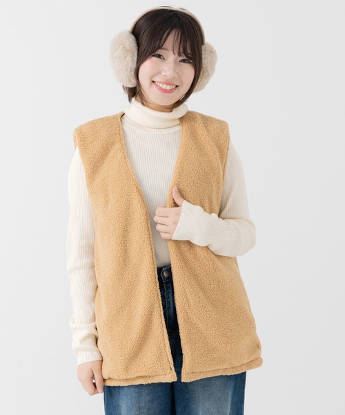 epa リバーシブルボアベスト JAM & LINK ベスト ジレ リバーシブルボアベスト レディース