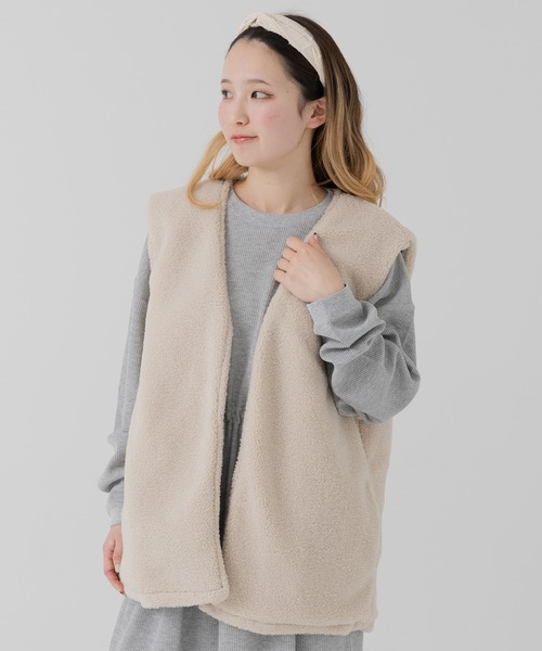 JAM & LINK ベスト ジレ リバーシブルボアベスト レディース