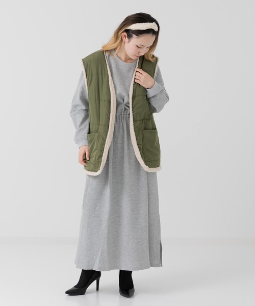 JAM & LINK ベスト ジレ リバーシブルボアベスト レディース