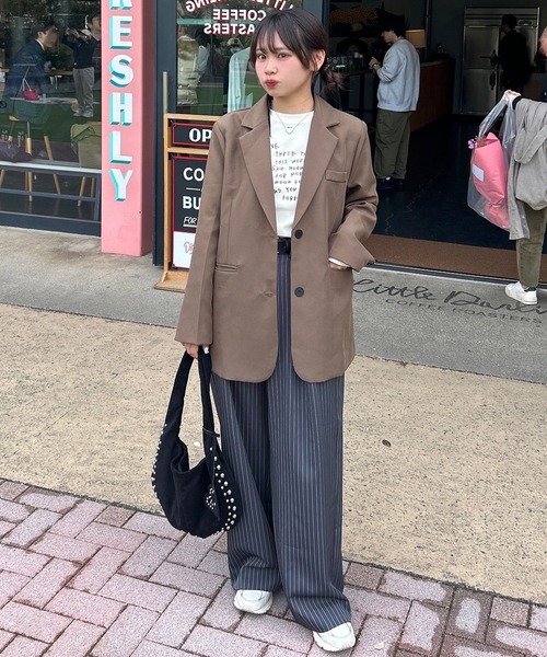 NEAT ストライプ プリーツスラックス アイボリー