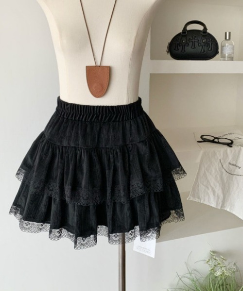スカート レースフリルティアードスカート : ZOZOTOWN Yahoo!店 - 通販