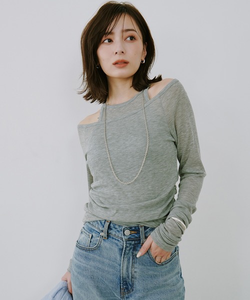 anuans（アニュアンス） tシャツ シアーテレコレイヤーカットトップス