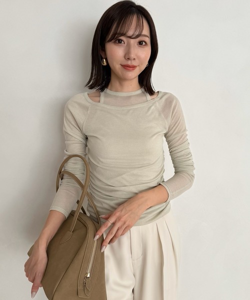 【完売/未使用】anuans シアーテレコレイヤーカットトップス　グレー シアーテレコレイヤーカットトップス（Tシャツ/カットソー
