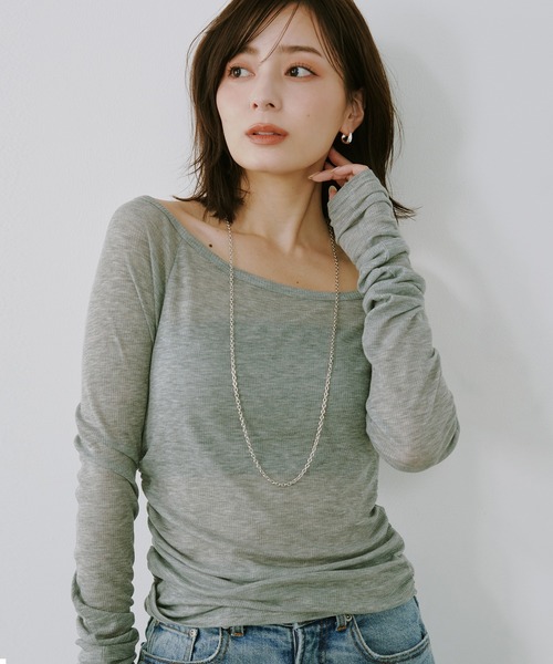 【専用】anuans シアーテレコレイヤーカットトップス anuans tシャツ シアーテレコレイヤーカットトップス レディース