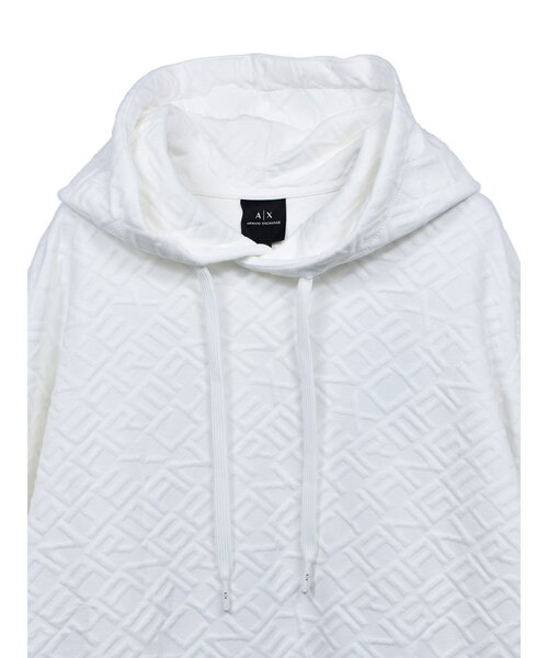 ARMANI EXCHANGE AX フード付きスウェット ホワイト Mサイズ ARMANI EXCHANGE パーカー 「ARMANI EXCHANGE」AX オール