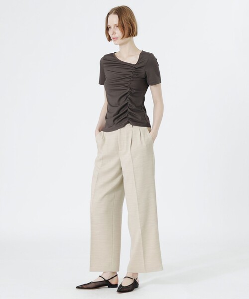 tシャツ アシンメトリーネックトップス レディース_7