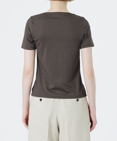 tシャツ アシンメトリーネックトップス レディース_11