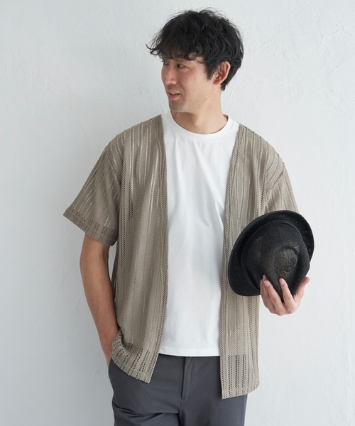 Rika商品 ikka カーディガン 「吸水速乾／2点セット」透かしカーデDRY