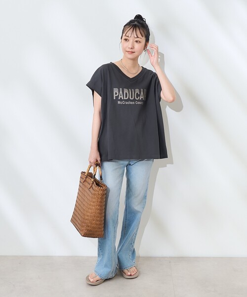 tシャツ ロゴVネックTシャツ レディース FREAK'S STORE tシャツ Vネック ロゴTシャツ レディース