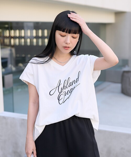 FREAK'S STORE tシャツ Vネック ロゴTシャツ レディース