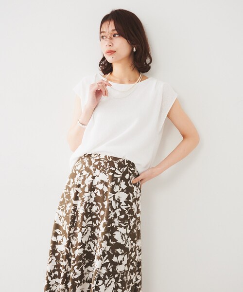 tシャツ 「ジャージ素材」インナードッキングシアーカットソー レディース