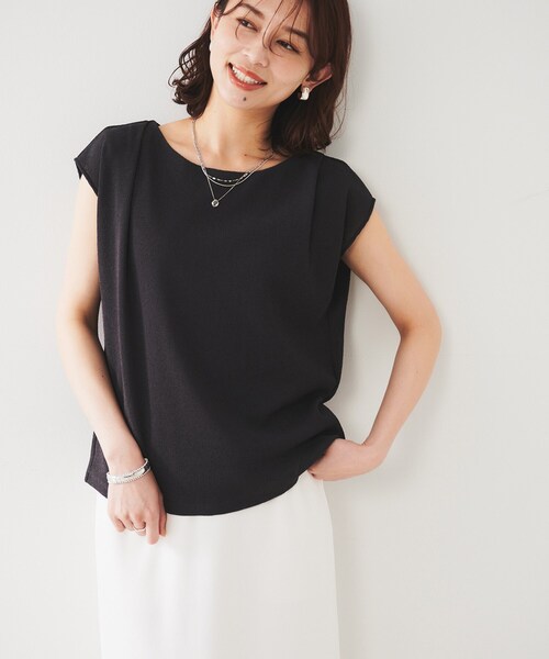 tシャツ 「ジャージ素材」インナードッキングシアーカットソー レディース UNTITLED tシャツ 「ジャージ素材」インナードッキングシアー