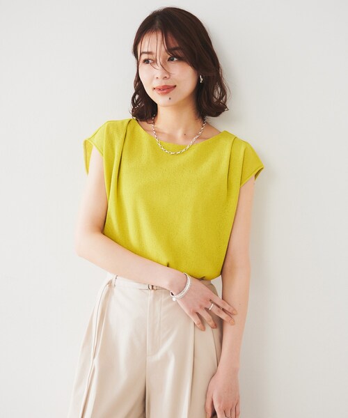 tシャツ 「ジャージ素材」インナードッキングシアーカットソー レディース UNTITLED tシャツ 「ジャージ素材」インナードッキングシアー