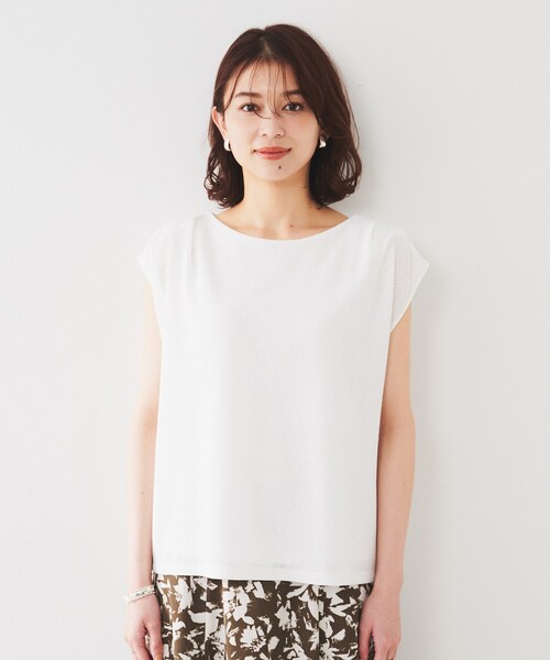 tシャツ 「ジャージ素材」インナードッキングシアーカットソー レディース UNTITLED tシャツ 「ジャージ素材」インナードッキングシアー