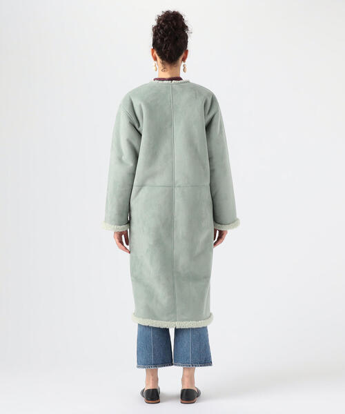 「MACPHEE」 ノーカラーコート 36 ライトベージュ レディース_画像2