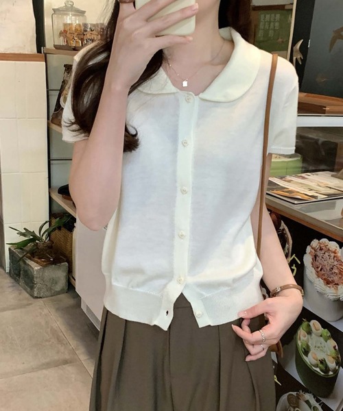Girly Doll（ガーリードール） カーディガン ハートボタン襟付き半袖