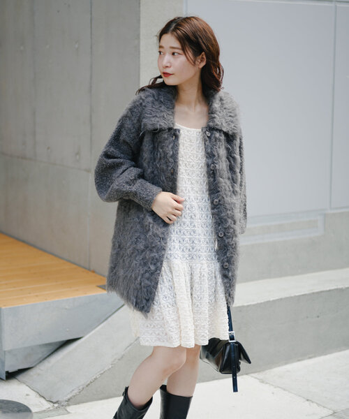 Kastane（カスタネ） ニットカーディガン FREE チャコールグレー