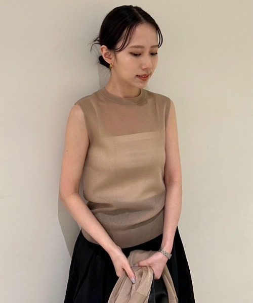 Mila Owen ノースリーブベスト　ベージュ Mila Owen 「Mila Owen」 ノースリーブニット 0 ベージュ