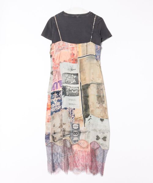 デシグアル Desigual コラージュ柄スリップドレス （ブラウン） デシグアル Desigual コラージュ柄スリップドレス （ブラウン