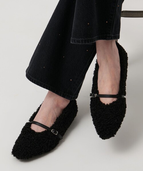 UNITED ARROWS パンプス フェイクファー フラットパンプス