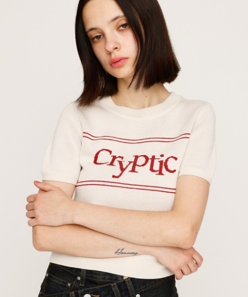 ニット セーター 「2025AW」LOGO JQ SHORT SLEEVE TOPS ロゴ ジャガード ショートスリーブ トップス 秋服 半袖 サマー