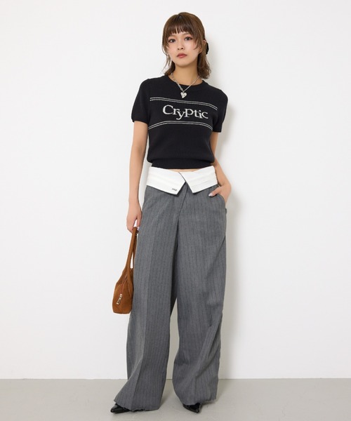 SLY（スライ） ニット セーター LOGO JQ SHORT SLEEVE TOPS ロゴ