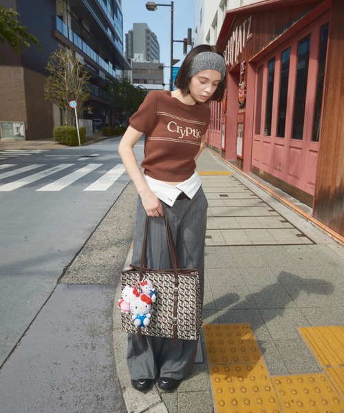 SLY（スライ） ニット セーター LOGO JQ SHORT SLEEVE TOPS ロゴ