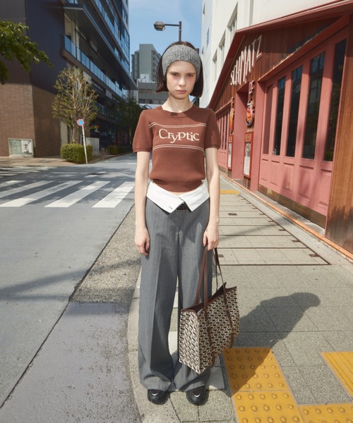SLY（スライ） ニット セーター LOGO JQ SHORT SLEEVE TOPS ロゴ